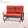 Oakmont Outdoor Loveseat Patio Swing Rocking Glider 2 Seats Metal Furniture Set (Red)