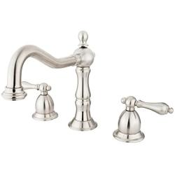 Kingston Brass KS1978AL Heritage Widespread Lavatory Faucet with Metal lever handle, Brushed Nickel