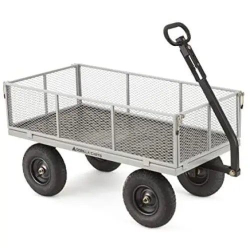 Gorilla Carts GOR1001-COM Heavy-Duty Steel Utility Cart with Removable Sides, 1000-lbs. Capacity, Gray Gorilla Carts GOR1001-COM Heavy-Duty Steel Utility Cart with Removable Sides, 1000-lbs. Capacity, Gray