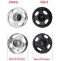 Snap Buttons 100sets Sew-on Snap Buttons Metal Snap Fastener Buttons for Clothing Black and Silvery 0.32IN