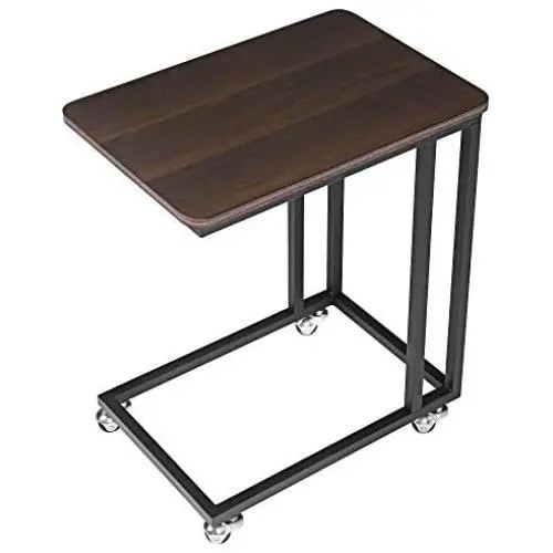 VASAGLE Industrial Side Table, End Table for Coffee Laptop Tablet, Mobile Table with Rolling Casters, Steel Frame, for Living Room, Bedroom, Dark Walnut and Black ULNT50Z VASAGLE Industrial Side Table, End Table for Coffee Laptop Tablet, Mobile Table with Rolling Casters, Steel Frame, for Living Room, Bedroom, Dark Walnut and Black ULNT50Z