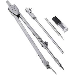 freneci Pro Students Metal Compass Drawing Measuring Portable Dividers Tool - Silver, Compasses with 5 Parts