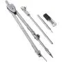 freneci Pro Students Metal Compass Drawing Measuring Portable Dividers Tool - Silver, Compasses with 5 Parts