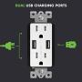 TOPGREENER 3.1A USB Wall Outlet Charger, 15A Tamper-Resistant Receptacles, Compatible with iPhone SE/11/XS/XR/X/8, Samsung Galaxy S20/S10/S9/Note, LG, HTC & More, UL Listed, TU2153A, White 6 Pack