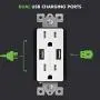 TOPGREENER 3.1A USB Wall Outlet Charger, 15A Tamper-Resistant Receptacles, Compatible with iPhone SE/11/XS/XR/X/8, Samsung Galaxy S20/S10/S9/Note, LG, HTC & More, UL Listed, TU2153A, White 6 Pack