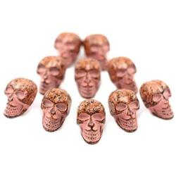 Bezelry 10 Pieces Small Skull Pink Patina Varnished Metal Shank Buttons. 16mmx10mm.