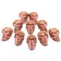 Bezelry 10 Pieces Small Skull Pink Patina Varnished Metal Shank Buttons. 16mmx10mm.
