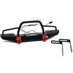 RCLIONS Aluminum Metal Front Bumper with LED Headlights Towing Shackles for TRX4,SCX10-ii 1/10th RC Crawler Car