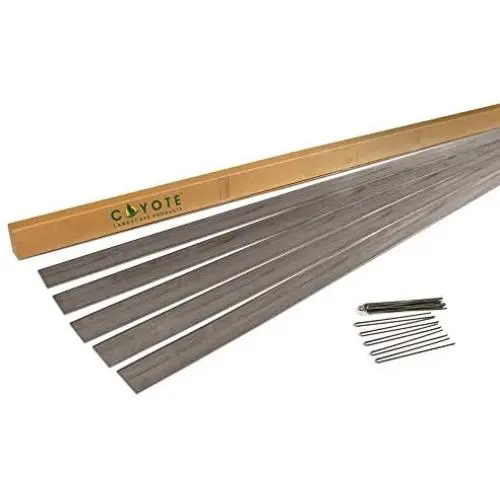 Coyote Landscape Products 5 Piece Steel Home Kit Raw Steel Edging with 15 Edge Pins, 4'' by 8, 18-Gauge