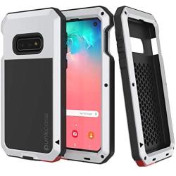 Punkcase S10e Metal Case, Heavy Duty Military Grade Armor Cover [Shockproof] Full Body Hard Aluminum & TPU Hybrid Design [High Impact Bumper] Compatible W/Samsung Galaxy S10e Edge (White)