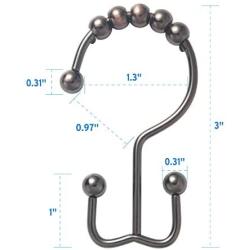 Amazer Shower Curtain Hooks Rings, Rust-Resistant Metal Double Glide Shower Hooks for Bathroom Shower Rods Curtains, Set of 12 Bronze Rings