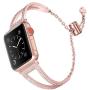 Secbolt Bling Bands Compatible with Apple Watch Band 38mm 40mm iWatch SE Series 6/5/4/3/2/1, Women Dressy Metal Jewelry Bracelet Bangle Wristband Stainless Steel, Gold