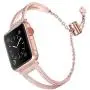 Secbolt Bling Bands Compatible with Apple Watch Band 38mm 40mm iWatch SE Series 6/5/4/3/2/1, Women Dressy Metal Jewelry Bracelet Bangle Wristband Stainless Steel, Gold