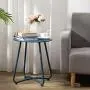 HollyHOME Small Round Patio Metal Side Snack Table, Accent Anti-Rust Steel Coffee Table for Garden, Modern Weatherproof Outdoor End Table, (H) 17.55'' x(D) 15.60'', Navy Blue HollyHOME Small Round Patio Metal Side Snack Table, Accent Anti-Rust Steel Coffee Table for Garden, Modern Weatherproof Outdoor End Table, (H) 17.55'' x(D) 15.60'', Navy Blue