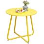 Grand patio Round Metal Side/End Table, Steel Patio Coffee Table for Bistro, Porch, Weather Resistant Outside Table Small (Yellow)