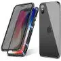 iPhone Xs MAX Case,Misscase Ultra Slim Magnet Protective Case with Metal Frame Front and Privacy Screen Protector [Magnetic Adsorption] [Anti Spy Screen Protector](Black Frame Clear Back)