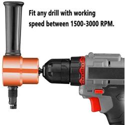 Lnchett Double Head Sheet Metal Nibbler, Nibbler Metal Cutter with Saw Power Drill Attachment for Straight and Circle Cutting, Maximum 14 Gauge Steel.