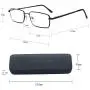 EYE ZOOM 2 Pack Blue Light Blocking Reading glasses Rectangular Metal Anti Blue Ray and UV Readers, Black, Gunmetal