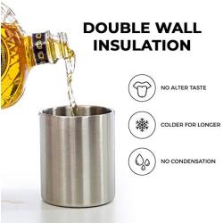 Whiskey Glass Set of 2 Stainless Steel Scotch Glasses, 10oz, Unique Gift for Men. Unbreakable, No Metal Taste, Thermally Insulated