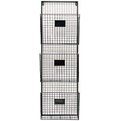 Three Tier Wall File Holder – Durable Black Metal Rack with Spacious Slots for Easy Organization, Mounts on Wall and Door for Office, Home, and Work – by Designstyles