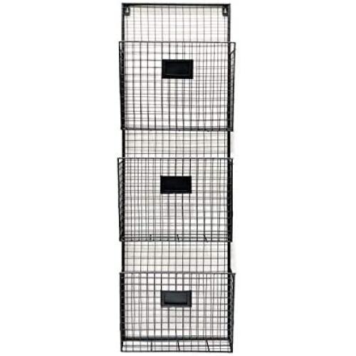 Three Tier Wall File Holder – Durable Black Metal Rack with Spacious Slots for Easy Organization, Mounts on Wall and Door for Office, Home, and Work – by Designstyles