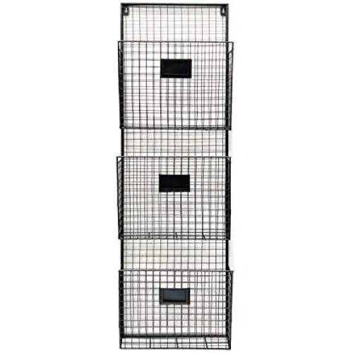 Three Tier Wall File Holder – Durable Black Metal Rack with Spacious Slots for Easy Organization, Mounts on Wall and Door for Office, Home, and Work – by Designstyles Three Tier Wall File Holder – Durable Black Metal Rack with Spacious Slots for Easy Organization, Mounts on Wall and Door for Office, Home, and Work – by Designstyles