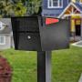 Mail Boss 7500 Manager Pro Curbside Security, Black Locking Mailbox with House Numbers, Mounting Plate and Pull Out Mail Tray