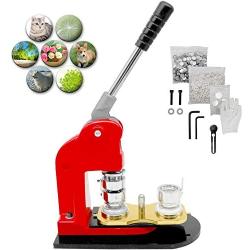 Button Maker, 58mm, Button Maker Machine, 2-1/4 Inch, Red with 200 PCS Button Parts and Circle Cutter (2-1/4inch)