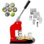 Button Maker, 58mm, Button Maker Machine, 2-1/4 Inch, Red with 200 PCS Button Parts and Circle Cutter (2-1/4inch)