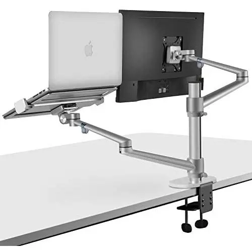 viozon Monitor and Laptop Mount, 2-in-1 Adjustable Dual Arm Desk Mounts Single Desk Arm Stand/Holder for 17 to 32 Inch LCD Computer Screens, Extra Tray Fits 12 to 17 inch Laptops (Silver) viozon Monitor and Laptop Mount, 2-in-1 Adjustable Dual Arm Desk Mounts Single Desk Arm Stand/Holder for 17 to 32 Inch LCD Computer Screens, Extra Tray Fits 12 to 17 inch Laptops (Silver)
