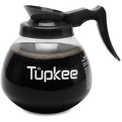 Tupkee Commercial Coffee Pot Replacement - SHATTER-RESISTANT Restaurant Glass Decanter Carafe - 64 oz 12 Cup, Black Handle / Regular, Compatible with Wilbur Curtis, Bloomfield, Bunn Coffee Pot