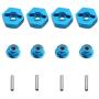 Hobbypark 12mm Aluminum Wheel Hex Drive Hub Adaptor (4P) & M4 Locknut (4P) RC Model Car Parts Blue