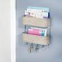 mDesign Wall Mount Metal Mail Organizer Storage Basket - 2 Tiers, 5 Hooks - for Entryway, Mudroom, Hallway, Kitchen, Office - Holds Letters, Magazines, Coats, Keys - Satin/Gray Wood Finish mDesign Wall Mount Metal Mail Organizer Storage Basket - 2 Tiers, 5 Hooks - for Entryway, Mudroom, Hallway, Kitchen, Office - Holds Letters, Magazines, Coats, Keys - Satin/Gray Wood Finish