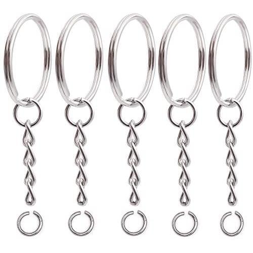 KINJOEK 600 PCS 1 Inch 25mm Key Chain Rings, Metal Split Keychain Ring Parts Nickel Plated Chain Silver Key Ring with Open Jump Ring, Connector Accessories for DIY Key Rings