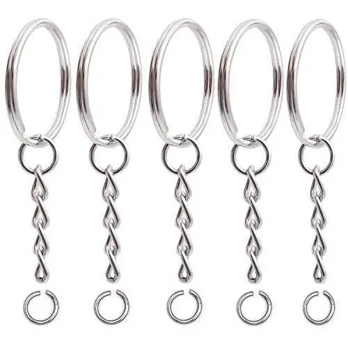 KINJOEK 400 PCS 1 Inch 25mm Key Chain Rings, Metal Split Keychain Ring Parts Nickel Plated Chain Silver Key Ring with Open Jump Ring, Connector Accessories for DIY Key Rings KINJOEK 400 PCS 1 Inch 25mm Key Chain Rings, Metal Split Keychain Ring Parts Nickel Plated Chain Silver Key Ring with Open Jump Ring, Connector Accessories for DIY Key Rings