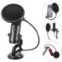 Pop Filter, Mic Pop Filter Windscreen,Swivel with Double Layer Sound Shield Guard Windscreen for Mic, With Flexible 360° Gooseneck and Metal Stabilizing Pop Filter, Mic Pop Filter Windscreen,Swivel with Double Layer Sound Shield Guard Windscreen for Mic, With Flexible 360° Gooseneck and Metal Stabilizing