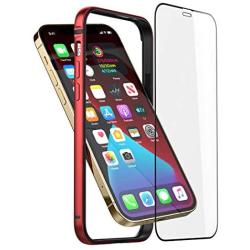 Slim Thin Phone Case Compatible with iPhone 12 Pro Max, Metal Bumper Cover with Soft TPU Inner [No Signal Interference][Support Wireless Charging] Compatible for iPhone 12 Pro Max, Red