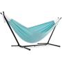 Vivere C9POLY-13 Double Polyester Hammock with Space Saving Steel Stand, Aqua (450 lb Capacity - Premium Carry Bag Included)