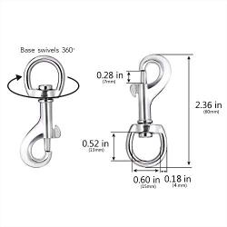 Swivel Snap Hooks for Dog Leash Collar Linking, FANGZHIDI 20pcs Heavy Duty Eye Bolt Metal Buckle Trigger Clip- Best for Purse Making, Spring Pet Buckle, Keychain, Handmade Crafts DIY Project