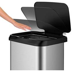 Glad Stainless Steel Sensor Trash Can with Clorox Odor Protection | Touchless Metal Kitchen Garbage Bin with Soft Close Lid and Waste Bag Roll Holder, 20 Gallon