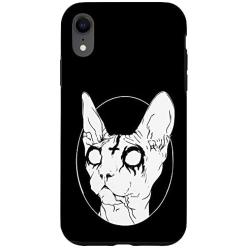 iPhone XR Black Death Metal Sphynx Cat Goth Phone Case