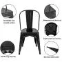 BONZY HOME Metal Dining Chairs, Stackable Side Chairs with Back, Indoor Outdoor Use Chair for Farmhouse, Patio, Restaurant, Kitchen, Set of 4 (Black)