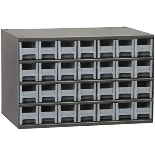 Akro-Mils 19228 28 Steel Parts Craft Storage Hardware Organizer, (17-Inch W x 11-Inch D x 11-Inch H), Gray Cabinet, Gray Drawers Akro-Mils 19228 28 Steel Parts Craft Storage Hardware Organizer, (17-Inch W x 11-Inch D x 11-Inch H), Gray Cabinet, Gray Drawers