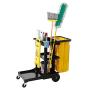Rubbermaid Commercial Traditional Janitorial 3-Shelf Cart, Wheeled with Zippered Yellow Vinyl Bag, Black, FG617388BLA