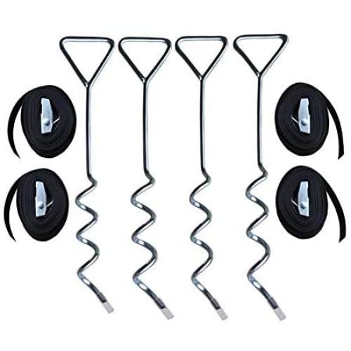 Heavy Duty Trampoline Anchor Kit - with Mental Buckles N Extra Durable Straps- Set of 4