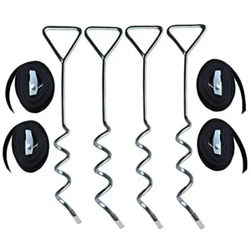 Heavy Duty Trampoline Anchor Kit - with Mental Buckles N Extra Durable Straps- Set of 4 Heavy Duty Trampoline Anchor Kit - with Mental Buckles N Extra Durable Straps- Set of 4