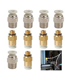 Creality Original 3D Printer Straight PC4-M6 Pneumatic Fitting Push to Connect + PC4-01 Quick in Fitting for CR-10,10S,S4,S5, CR-10S Pro,Ender 3,Ender 3 Pro Series Printer (Pack of 10)