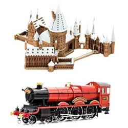 Metal Earth Fascinations Premium Series 3D Metal Models Set of 2 Kits - Hogwarts Castle in Snow and Express Train