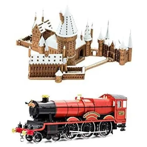 Metal Earth Fascinations Premium Series 3D Metal Models Set of 2 Kits - Hogwarts Castle in Snow and Express Train Metal Earth Fascinations Premium Series 3D Metal Models Set of 2 Kits - Hogwarts Castle in Snow and Express Train