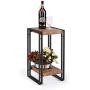 FIVEGIVEN Accent Side Table for Small Spaces End Table Rustic Industrial Metal Brown 21.9 Inch